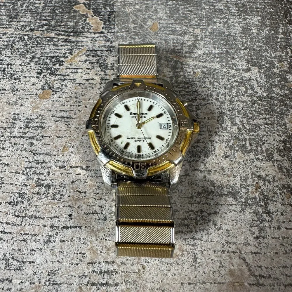 Armitron Instalite Men Two Tone Expansion Quartz 20/2957-9 Japan MOVT